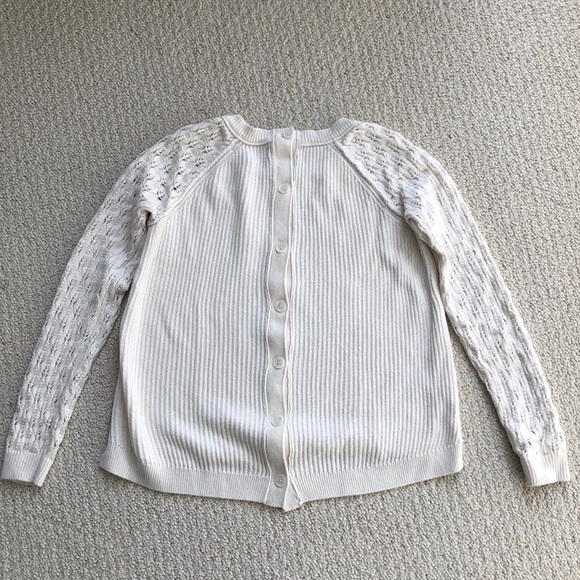 LOFT beige sweater with crochet sleeves - Picture 4 of 5